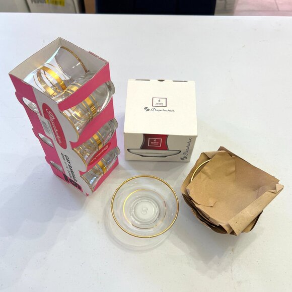 Brand New Turkish 12-piece Glass w/ Gold Trim Tea set! - Picture 2 of 16